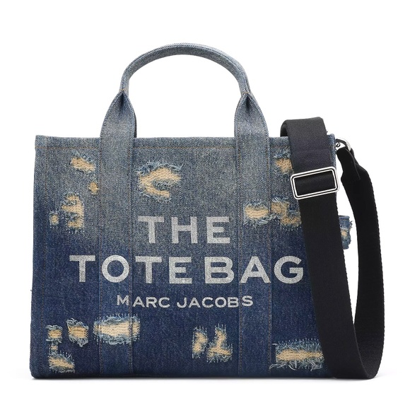 Marc Jacobs The Rip & Repair Denim Medium Tote Bag - Punk Indigo - Picture 1 of 12